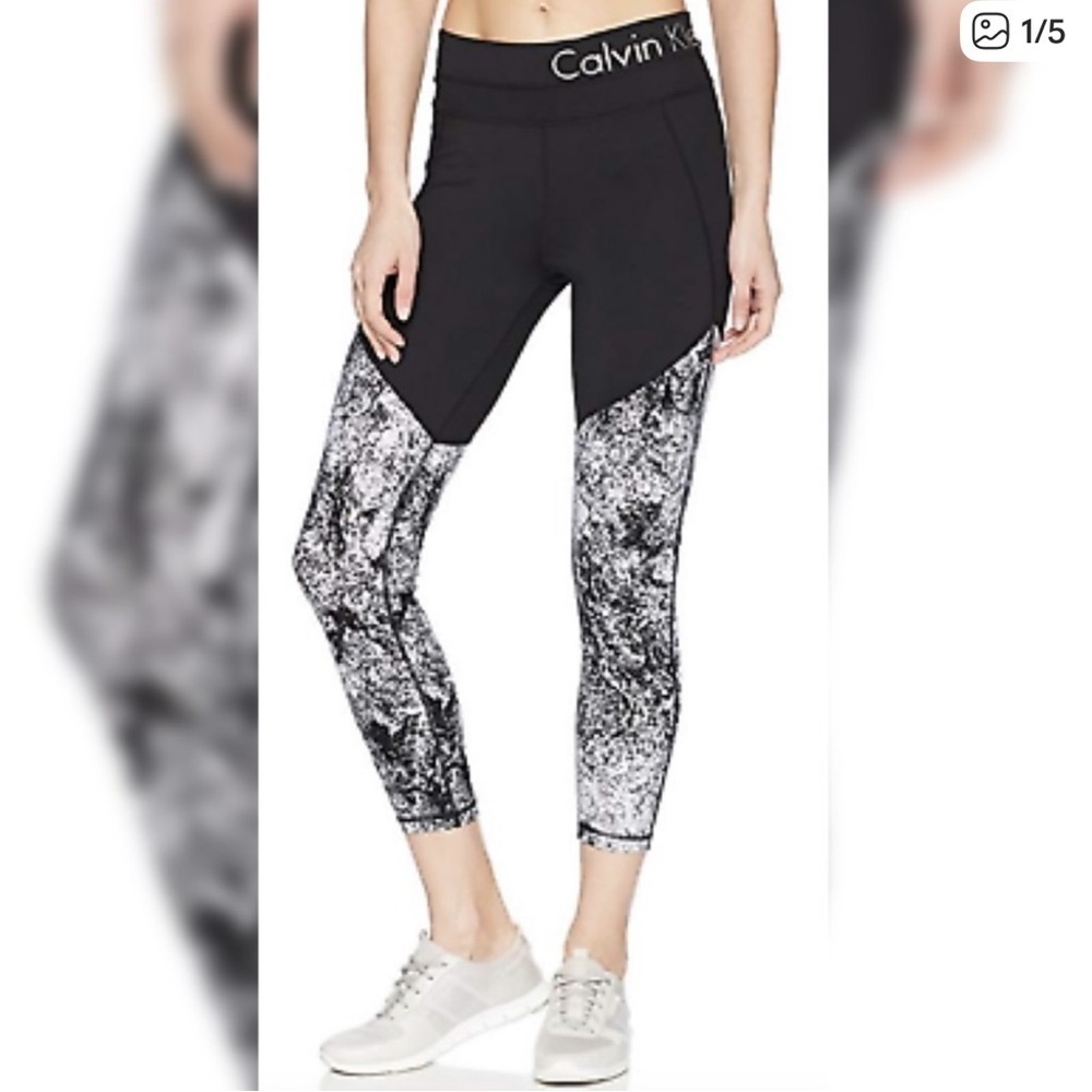 Calvin Klein Women’s Diamond Dust Print Midrise Fitness Leggings Size L
